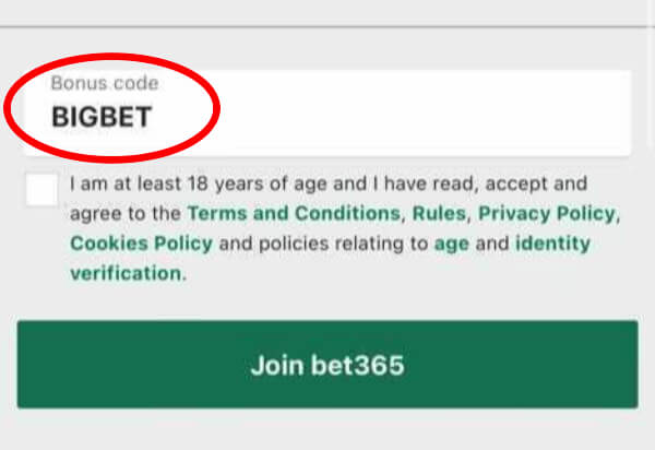 bet365 registration bonus code