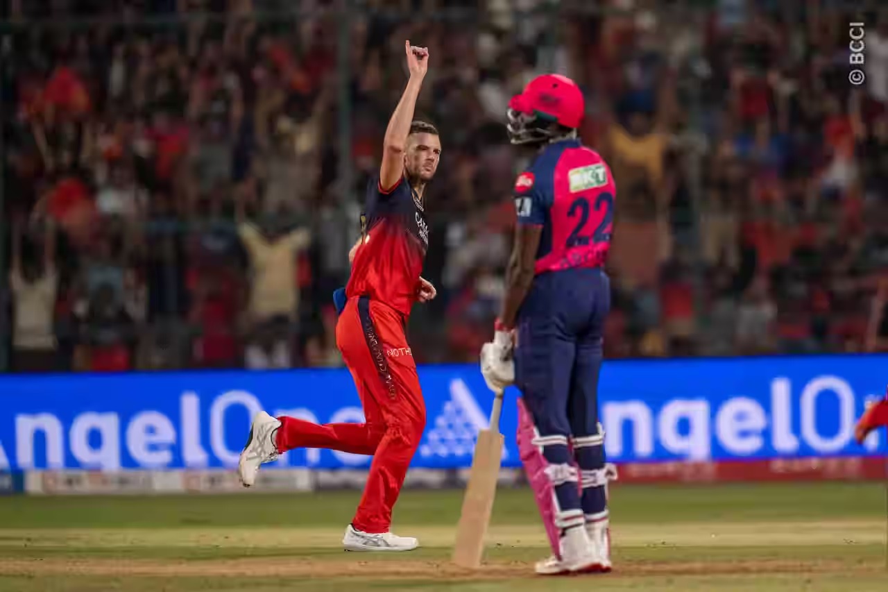Josh Hazlewood Stuns with Fiery Four-Wicket Spell, Ties with Prasidh Krishna for Purple Cap Lead in RCB vs RR IPL 2025 Clash
