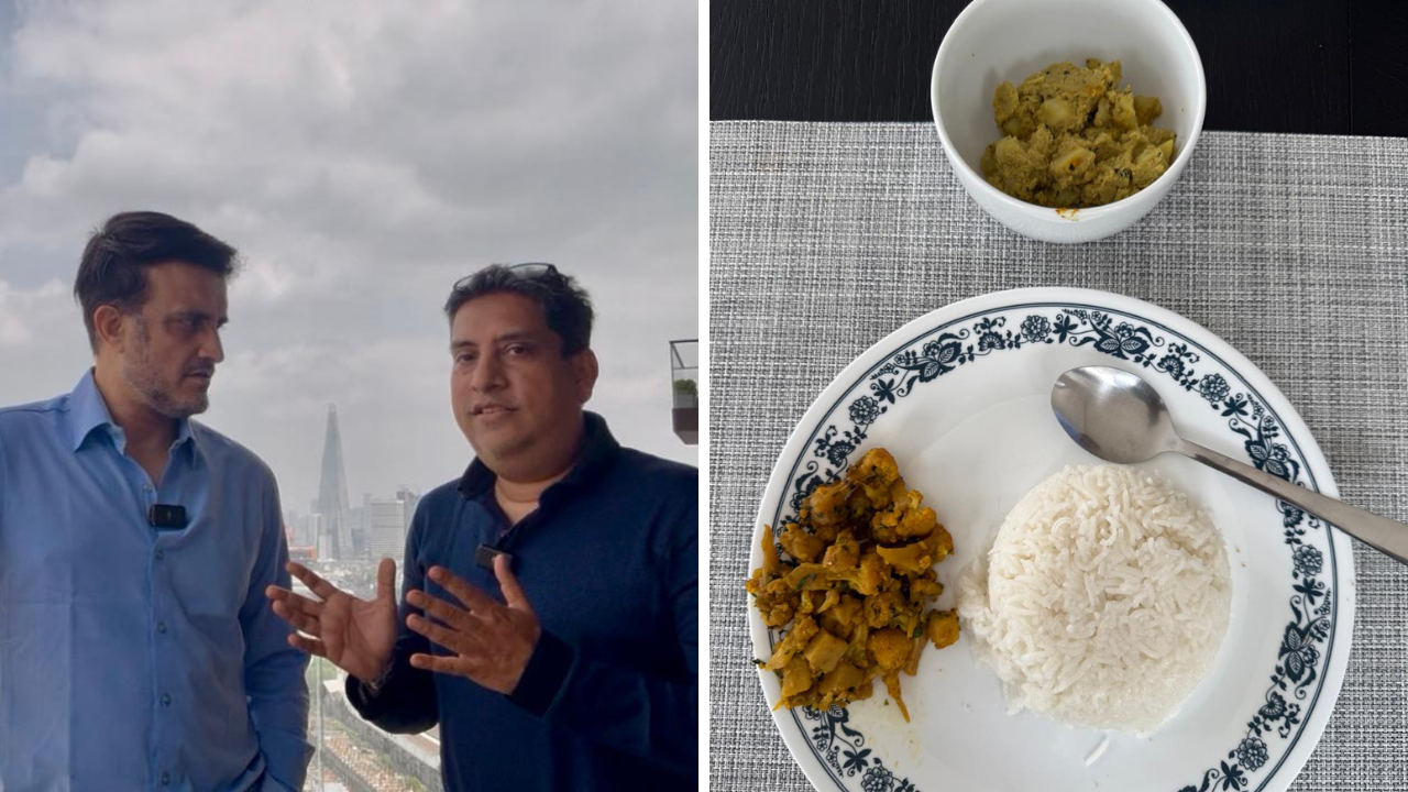 Exclusively, it was the star cricketer Sourav Ganguly caught savoring Aloo Posto while overlooking the London Eye.