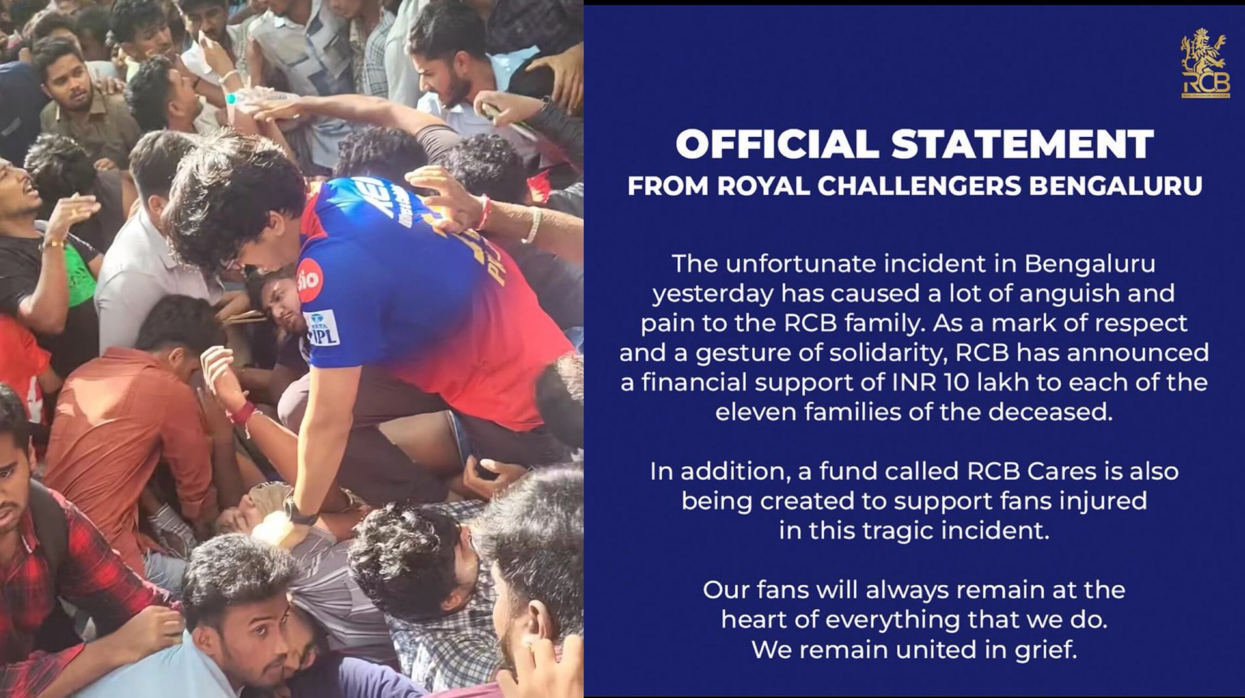 RCB Heartsbroken as Stampede Claims 11 Lives at Event, Franchise Steps Up with Aid Fund