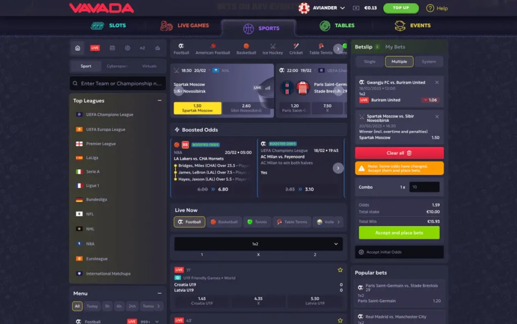 Vavada Casino Sports Betting Options
